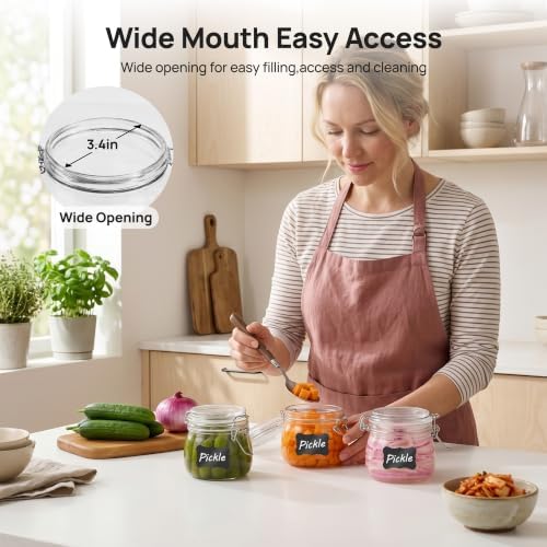 Vtopmart 78oz Glass Food Storage Jars with Airtight Clamp Lids, 3 Pack