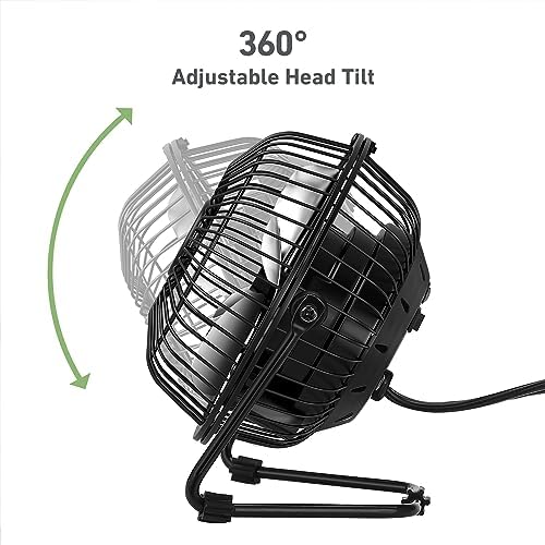 HOLMES Mini High Velocity Desk Fan 4in 4 Blade Black
