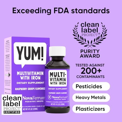 NovaFerrum MMM | Multivitamin for Kids, Infants and Toddlers | Vitamin C, D3, E | Gluten Free Certified | Sugar Free | No Artificial Colors | Ages 4 & Under | Orange Flavored | 2 Fl Oz (50 mL)