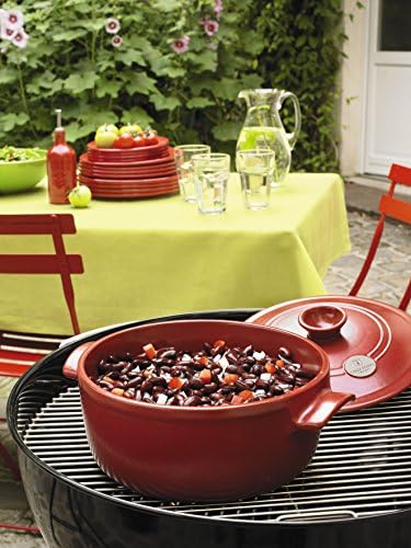 Emile Henry Flame Round Stewpot Dutch Oven, 5.5 Quart, Burgundy