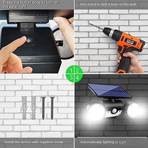 Solar Outdoor Lights Motion Sensor Security Flood Lights 3 Head | Solar Powered Wall Light, IP65 Waterproof, 270°Wide Angle Spotlight with 2 Modes for Garden Patio Porch Yard Path Tree