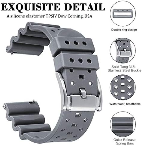 HUAFIY Silicone Watch Band 20mm22mm24mm FKM Rubber Watch Band for Men Women