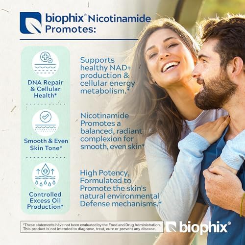 biophix B-3 Nicotinamide 1500 mg 60 Tablets Maximum Strength - Nicotinic Amide Niacin Natural Flush-Free Vitamin Formula - Supports Skin Cell Health