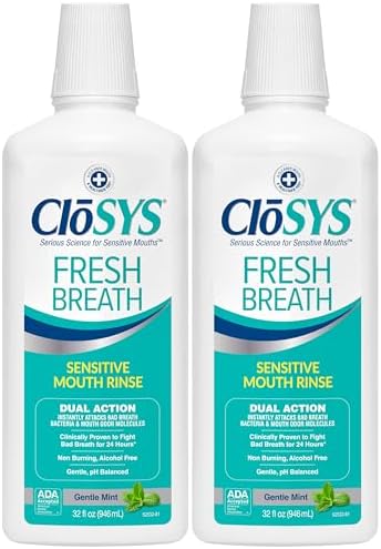 CloSYS Mouthwash, 32 Ounce, Fresh Breath Mouthwash, 2 Pack, Gentle Mint
