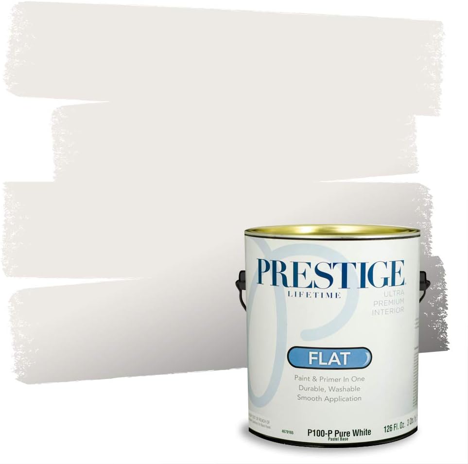 PRESTIGE Paints Exterior Paint and Primer In One, 1-Gallon, Semi-Gloss, Comparable Match of Sherwin Williams* Pure White*