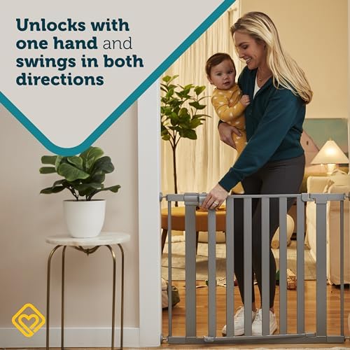 Safety 1st Easy Install Walk Thru Baby Gate for Doorway With Door, Dog Gates, Fits 29"-38", Easy Install 28" Tall, White