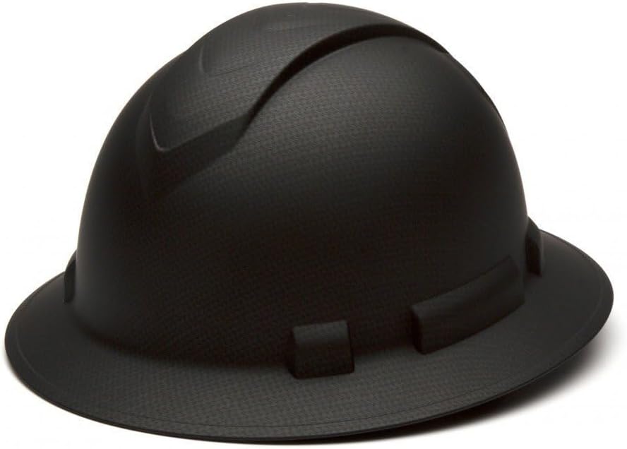 Pyramex Ridgeline Full Brim Hard Hat 4 Point Ratchet White | Full-brim sun & rain protection, HDPE shell, Ratchet suspension, Construction & utility, ANSI Z89.1 Type I Class C/G/E