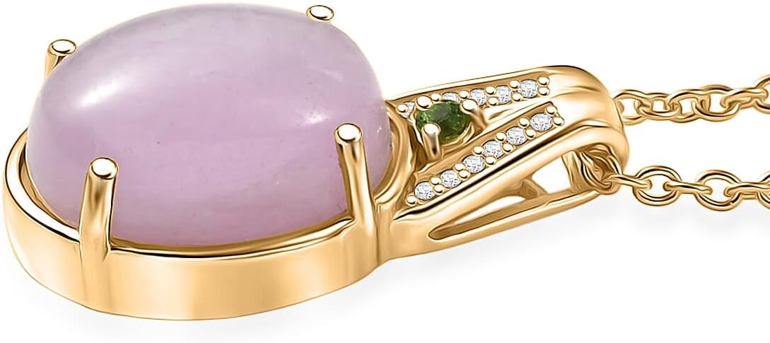 Kunzite Multi Gemstone 6.70 ctw Celestial Orbit Pendant Steel Necklace 20"
