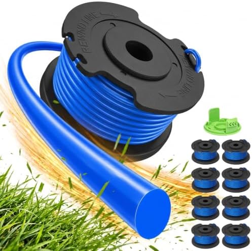 8 Pack Weed Eater String Replacement for Greenworks 20V, 40V Single Line Cordless Trimmers, Plus 1 Cap