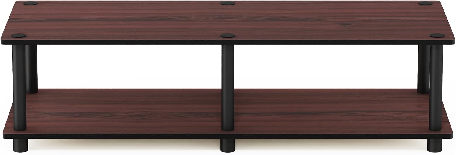 Furinno Turn-N-Tube TV Riser Stand, 2-Tier Small Elevated No Tools TV Stand, TV Console for TV up to 32 inch, 15.8 x 23.8 x 11, for Living Room, Bedroom, French Oak/Black