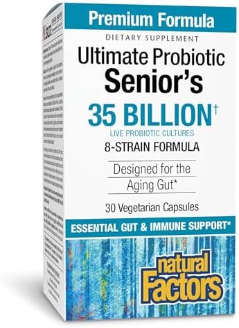 Natural Factors Ultimate Probiotic Senior's - Senior Supplement for Digestive & Immune Health - 35 Billion CFUs - Non-GMO & Gluten-Free - 30