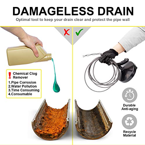 Drain Auger 25 Ft with Gloves, Heavy Duty Plumbing Snake Drain Clog Remover | Long Flexible Drain Snake for Deep Clog Removal