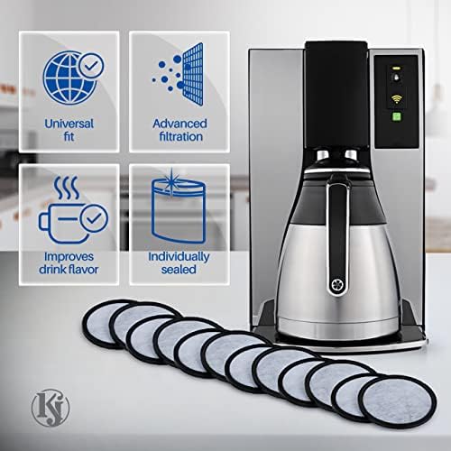 K&J Mr. Coffee Charcoal Water Filter Discs - Replacement 12-Pack Fits Most Mister Coffee Machine Brewers
