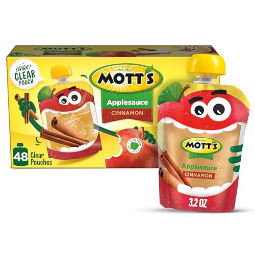 Mott's Original Applesauce, 3.2 Oz Clear Pouches, 48 Count (4 Packs Of 12), No Artificial Flavors, Good Source Of Vitamin C, Nutritious Option For The Whole Family