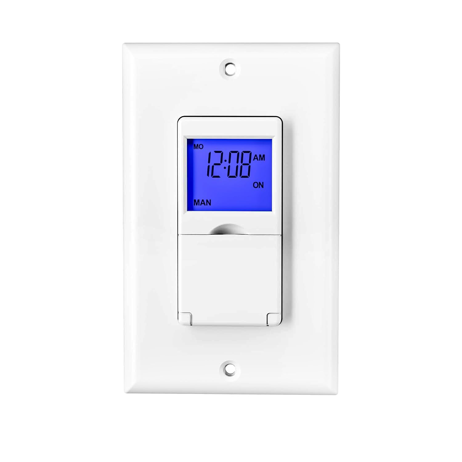 BN-LINK 7 Day Programmable in-Wall Digital Timer Switch for Lights, Fans | 18 ON/OFF Programs, Random/DST Mode, Single Pole or 3 Way Light Switch Timer, 15A/1875W, Neutral Required, No Backlight, ETL