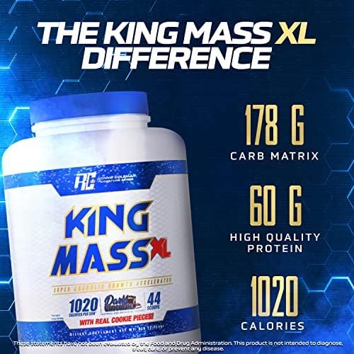 Ronnie Coleman Signature Series King Mass XL Protein Powder, Weight and Muscle Gainer, 60g Protein, 180g Carbohydrates, 1, 000+ Calories Per Serving