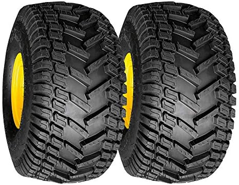 Marastar 20808-PK Tubeless Pneumatic 20x8.00-8 Tire and Wheel Assembly, Replacement Rear Tire for John Deere Riding Mowers, Turf Traction Tread