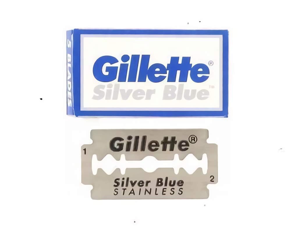 50 Silver Blue Double Edge Razor Blades Made in Russia by 7 O'clock