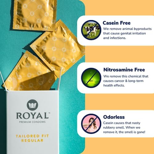 Royal Super Ultra Thin Vegan Condoms for Men – Tailored Fit Premium Lubricated - Unflavored Lubricant, Organic Latex - Odorless, Slim & Snug