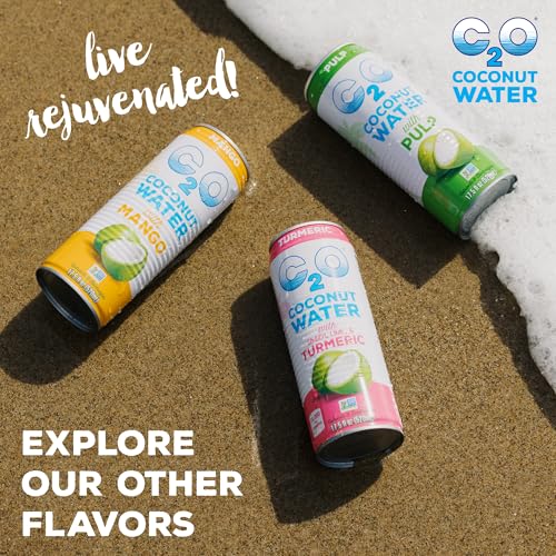 C2O Pure Coconut Water with Pulp, 16.3 Fluid Ounce, Pack of 8