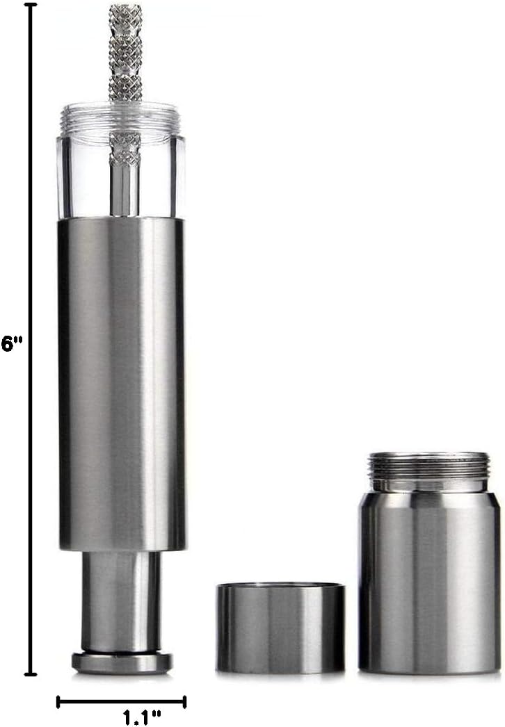 Salt and Pepper Grinder Set of 2, Stainless Steel Push Button Grinder Modern Design Thumb Grinder, for Black Pepper, Sea Salt and Himalayan Salt