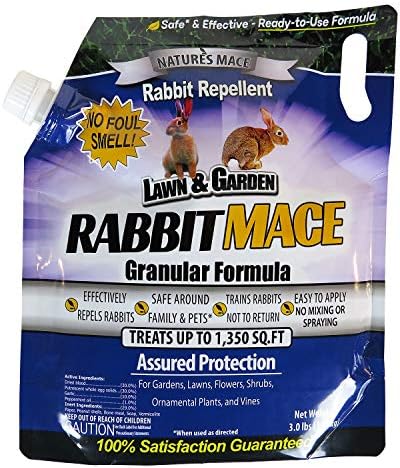 Nature's MACE Rabbit Mace Rabbit Repellent 3 lb Granules | Gardens, Lawns, Farms & Landscapes, Treats 1,350 sq ft, Granular Deterrent, All-Season Use, Safe for Pets, Children, Plants.
