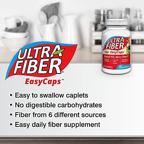 Ultra-Fiber High Fiber Supplement, Soluble & Insoluble Fiber, 150 Count | Coated, easy-to-swallow caplets provide 48% more fiber for comfortable