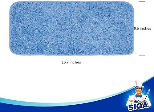MR.SIGA Professional Microfiber Mop for Hardwood, Laminate Floor Cleaning | Stainless steel telescopic handle, 3 reusable microfiber flat mop refills and 1 dirt removal scrubber included