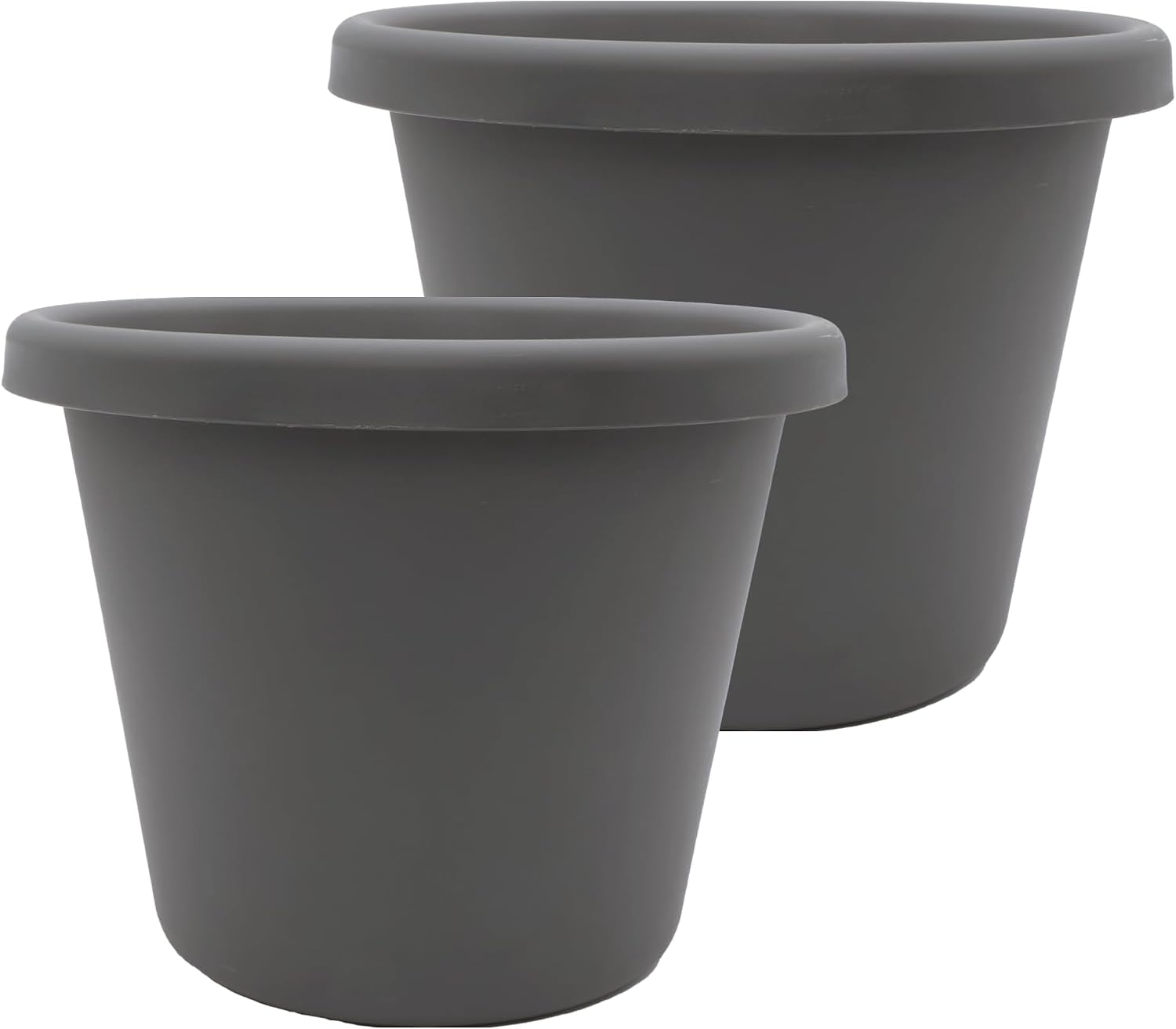 The HC Companies Classic Round Plastic Plant Pot w/Rolled Rim - Lightweight & UV Resistant Flower Pot for Herbs & More - Outdoor & Indoor Plant Pots w/Drainage (15.5 inch Warm Gray, Pack of 1)