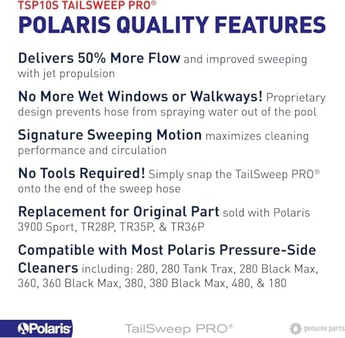 Polaris Genuine Parts TSP10S TailSweep PRO Replacement for Polaris Pressure-Side Pool Cleaners 280, 3900 Sport, 380, 360, 180