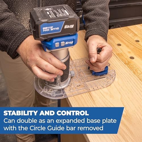 Kreg Trim Router Circle Guide - Single Grip Handle for Stability - For 3-1/2" to 52" Diameter Circles - Compatible with Most Trim Routers