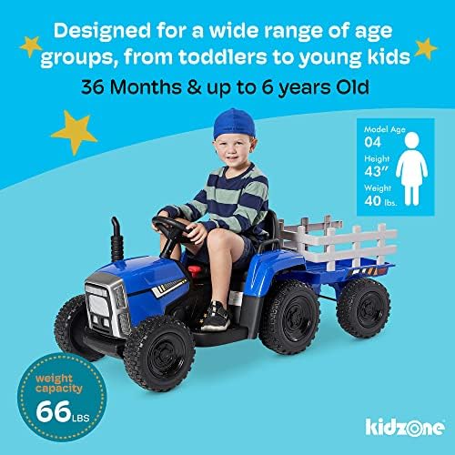 Kidzone 12V 7Ah Premium Electric Tractor Ride On Toy, Green