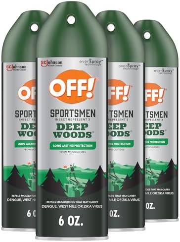 OFF! Deep Woods Sportsmen Insect Repellent Aerosol, Bug Spray Containing 30% DEET, Protects Against Mosquitoes and Ticks, 6 Oz, (Pack of 4)