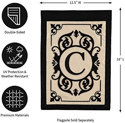 Cambridge Monogram Garden Applique Flag, Letter C - 13 x 1 x 18 Inches