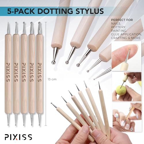 E6000 3.7 Ounce (109.4mL) Tube Industrial Strength Adhesive for Crafting, 10 Snip Tip Applicator Tips and Pixiss Art Dotting Stylus Pens 5 pcs Set
