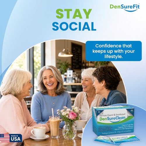 DenSureClean Denture, Retainer & Aligner Cleaner Powder, 120-Day Supply