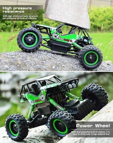 DOUBLE E 1:14 Scale Large Remote Control Car Monster Trucks with Head Lights, 4WD Off-Road All Terrain RC Car