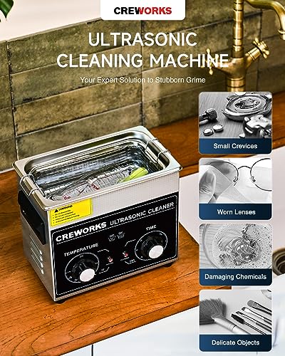 CREWORKS 3.2L Ultra Sonic Cleaning Machine - 120W Cavitation 100W Heat