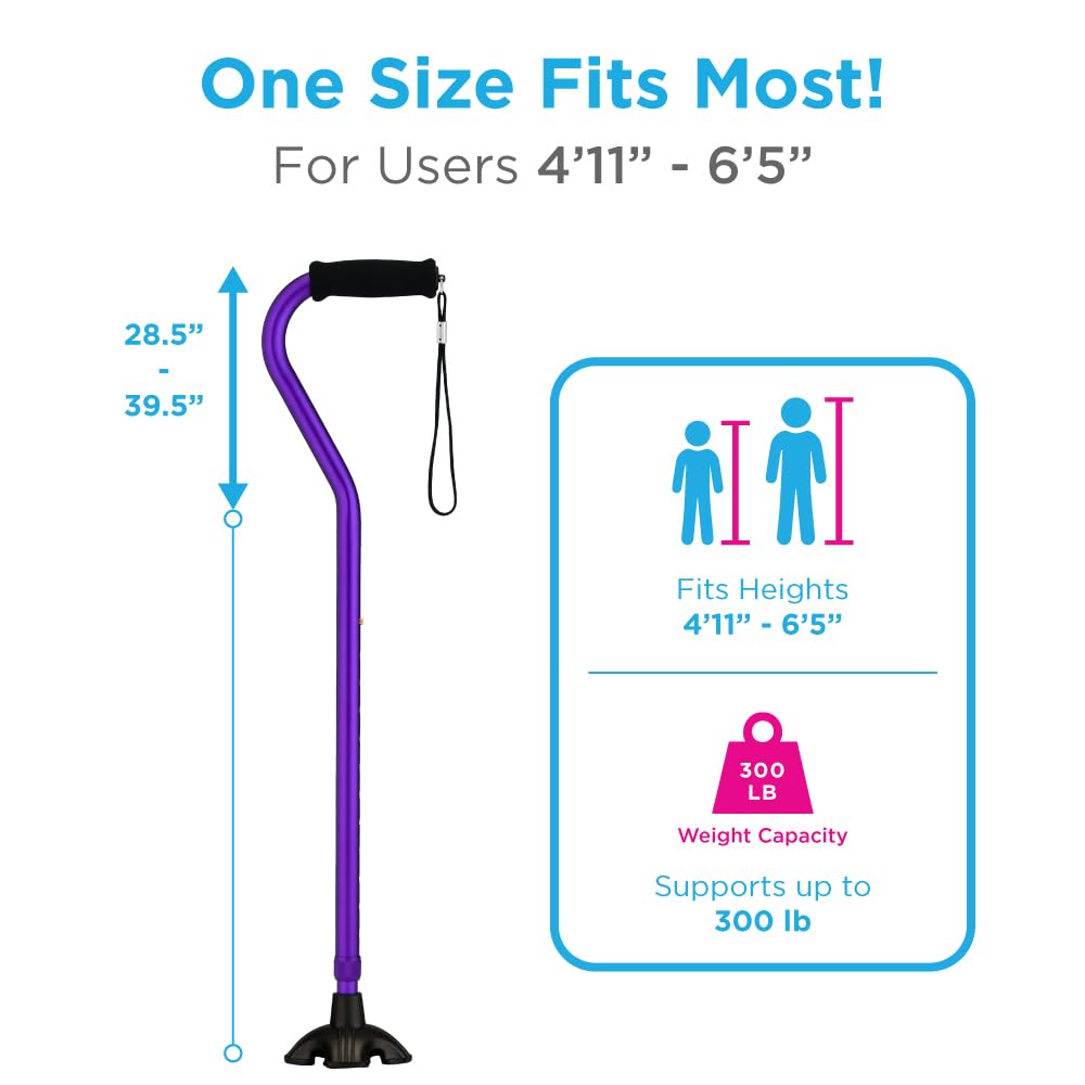 Nova Joy Designer Offset Quad Cane for Seniors - Unisex Adjustable Lightweight Walking Aid with Foam Handle, Wrist Strap and Anti-Rattle Lock - Essential Mobility Support - Maui Flowers