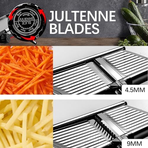 VEKAYA Mandoline Slicer, Mandoline Slicer for Kitchen, Adjustable Mandolin, Stainless Steel Mandoline, Vegetable Slicer, Potato, Onion, Cucumber