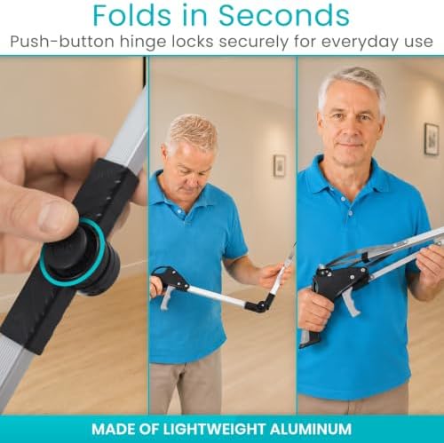 Vive Foldable Suction Reacher Grabber Tool for Elderly (1) - 32 Inches Long Reach Grabber Claw - Pick Up Grab Tool - Reachers for Disabled & Seniors
