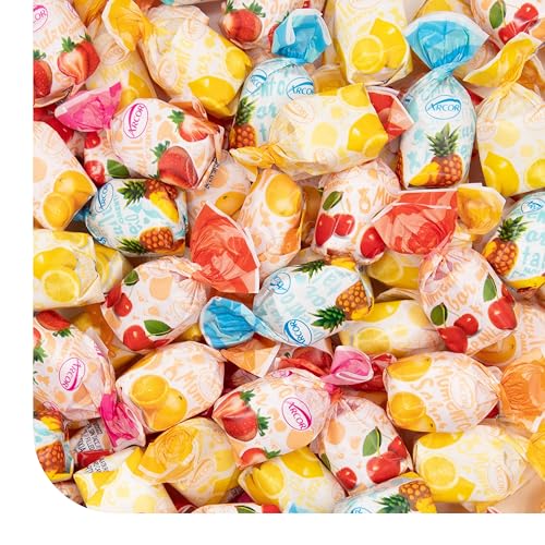 Arcor Fruit Filled Hard Candy, Bon Bons Candy - 2 Lb Bag | Pineapple, Strawberry, Orange, Cherry, Lemon, Office Candy