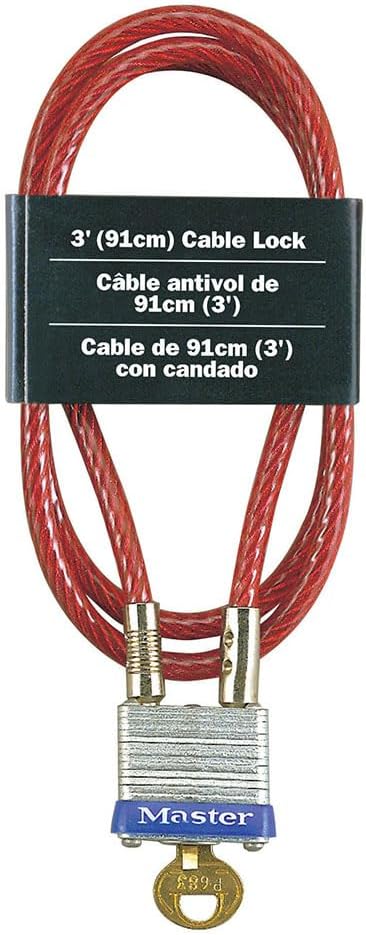 Master Lock 719D Steel Cable with Integrated Outdoor Padlock with Key, 1 Pack