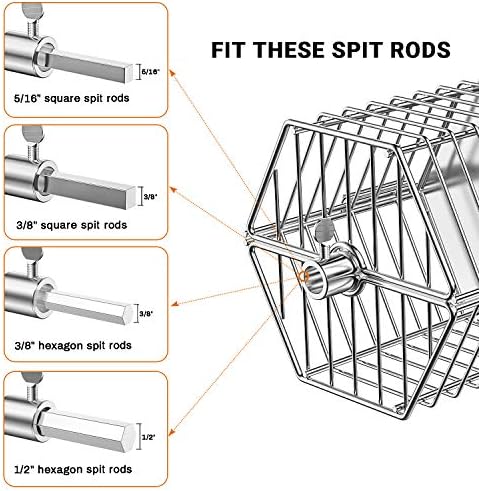 onlyfire Stainless Steel Round Tumble Rotisserie Basket, 17inch | Grill Cooking Accessory, For Most Gas and Charcoal Grills