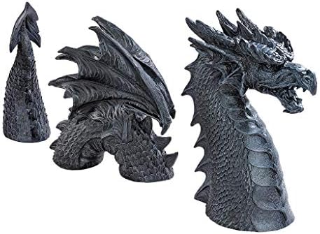 Design Toscano The Dragon of Falkenberg Castle Moat Lawn Garden Statue, 28 Inch Long, 14 Inch Tall, Cast Stone Resin, Gray Stone Finish