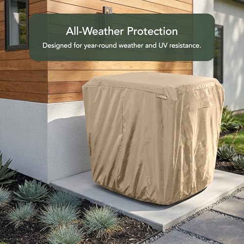 Covermates Classic Heavy-Duty Air Conditioner Cover - Durable All-Weather Protection for Outdoor Central AC Units - Water-Resistant 12-Gauge Vinyl Shell, 26W x 26D x 32H, Green
