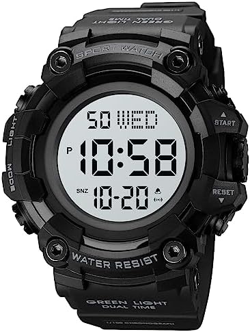 FANMIS Men's Digital 50M Waterproof Electronic Sport Watch Rubber Band Army Military 24H Time LED Light 164FT Water Resistant Calendar Date Day Watches