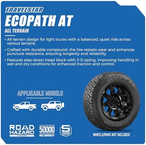 Travelstar Ecopath AT All Terrain 31X10.50R15LT 6 Ply 109R Light Truck Radial Tire + Three-year Road Hazard Warranty Included 31X10.50R15 (Tire Only)