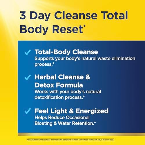 Renew Life 3 Day Cleanse | Total Body Reset | With Milk Thistle & Turmeric for Liver Health | Advanced Herbal Formula | Dairy, Soy