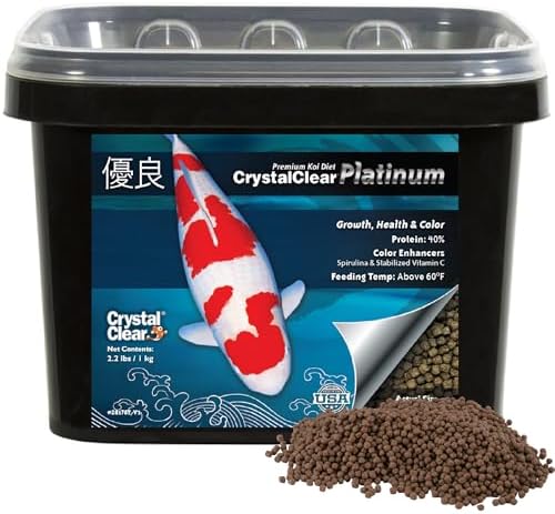 CrystalClear Platinum Fish Food Floating 5mm Pellets, 17.6 lbs | For Koi & Goldfish, premium nutrition to boost growth, color, and wellness in backyard ponds & water gardens